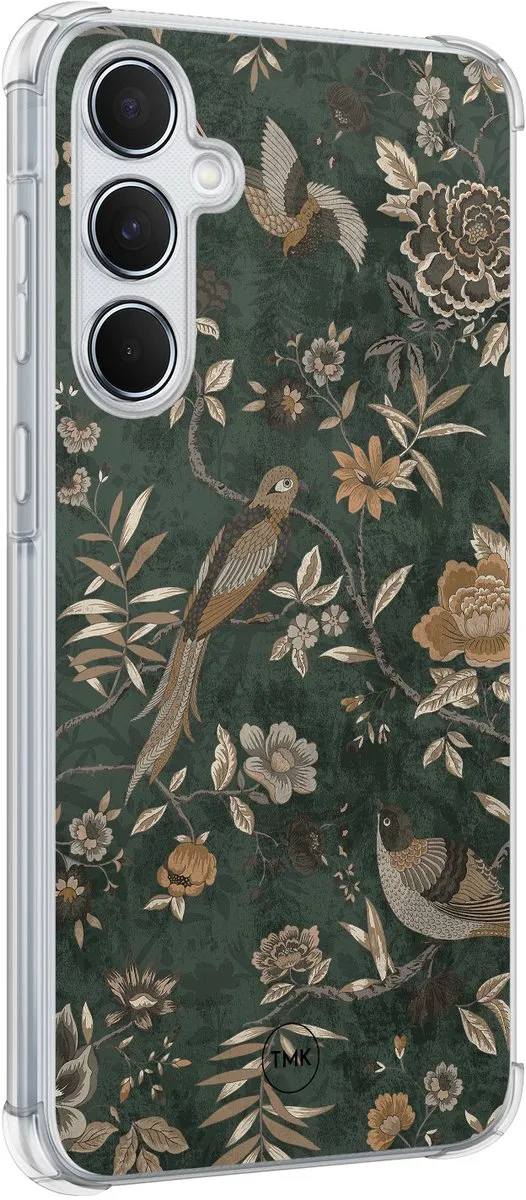 Casevibes Shockproof Hoesje Samsung Galaxy A55 S/A55/S/016 - Khaki Golden Flowers