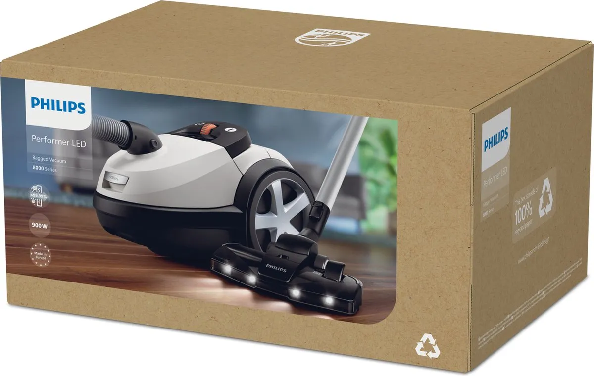 Philips 8000-serie XD8142/12 Stofzuiger met zak - 900W - 4L - Glanzend wit