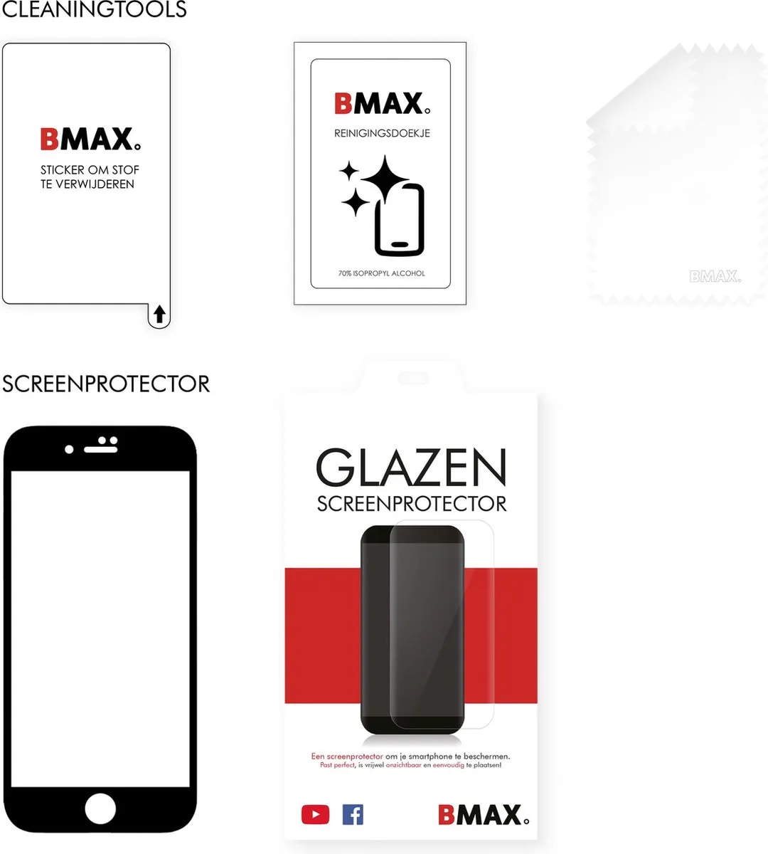BMAX Screenprotector Full Cover iPhone 6/6S - Zwart