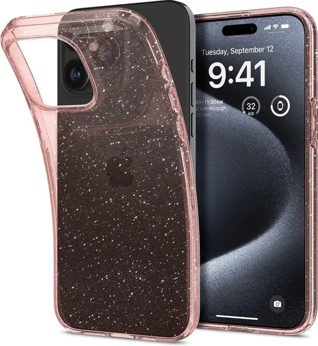 Spigen Liquid Crystal Glitter Hoesje iPhone 15 Pro - ACS06702 - Roze Transparant
