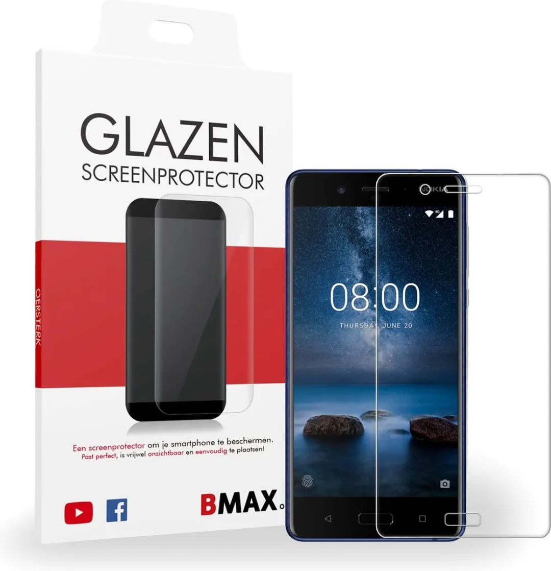 BMAX Glazen Screenprotector Full Cover 3D Nokia 8