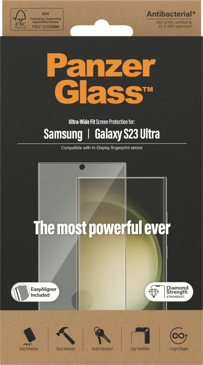 PanzerGlass Ultra-Wide Fit Screenprotector Samsung Galaxy S23 Ultra - 1 Stuk
