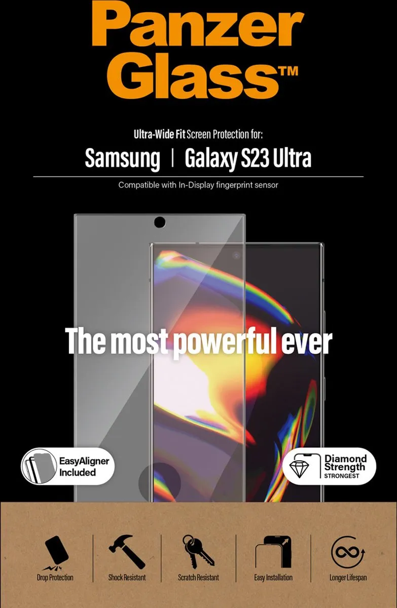 PanzerGlass Ultra-Wide Fit Screenprotector Samsung Galaxy S23 Ultra - 1 Stuk