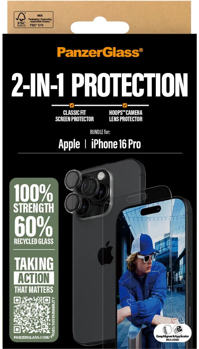 PanzerGlass iPhone 16 Pro 2-in-1 Bundle Schermbeschermer - afbeelding 3 van 5