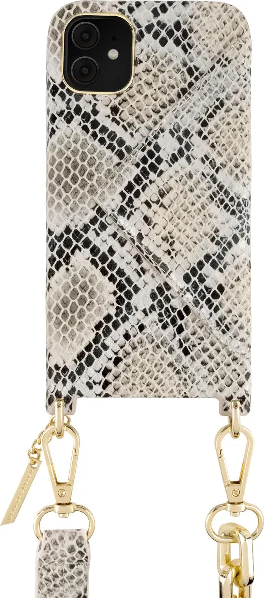 iDeal of Sweden Statement Necklace Case iPhone 11/XR - Beige Shimmer Snake - afbeelding 6 van 6