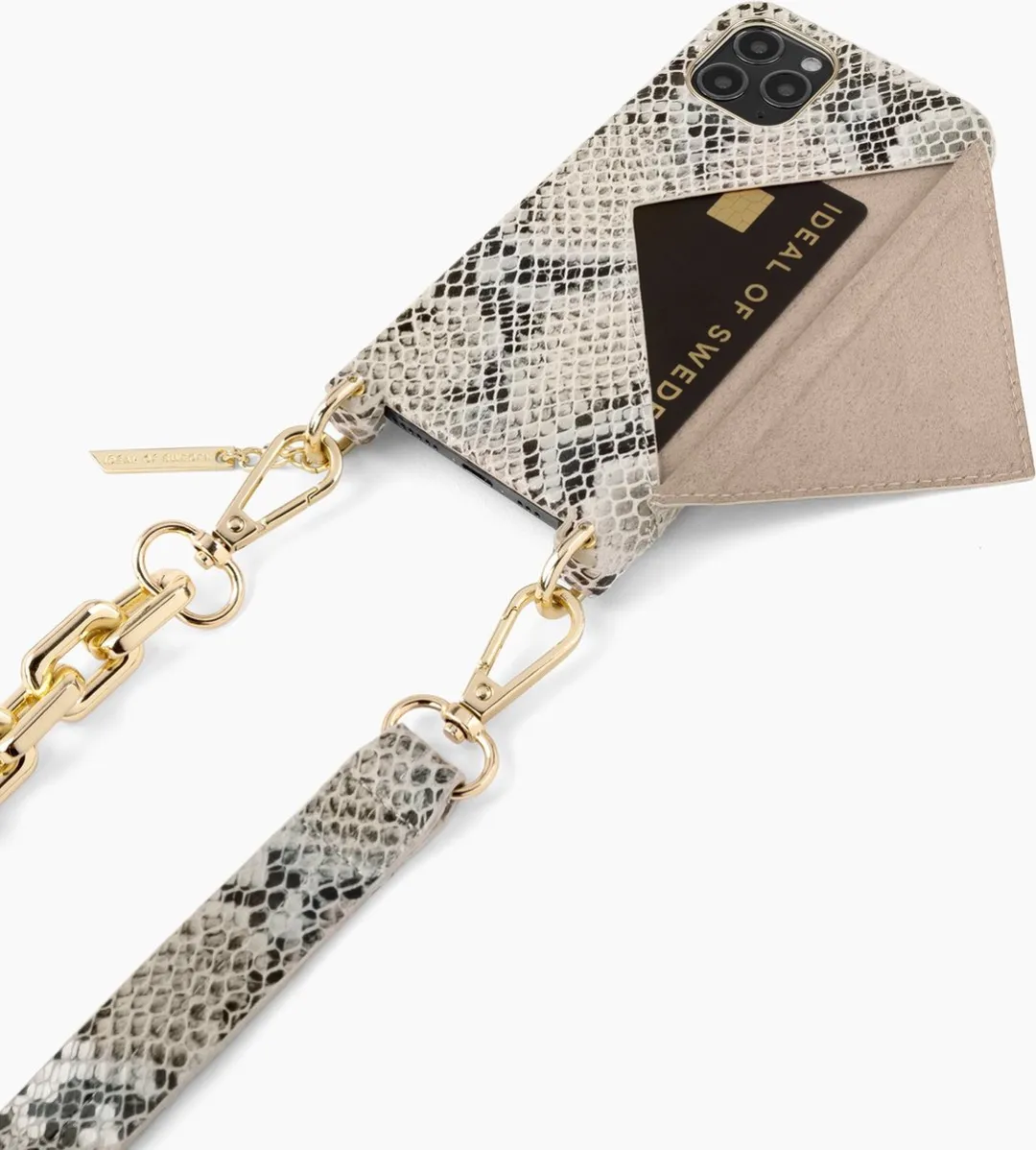 iDeal of Sweden Statement Necklace Case iPhone 11/XR - Beige Shimmer Snake
