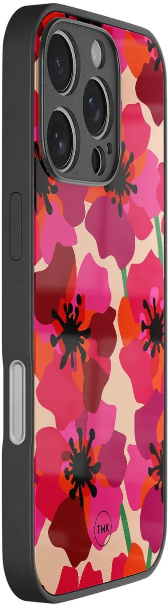 Casevibes iPhone 16 Pro Hoesje - Roze Floral Bliss - TPU Glossy