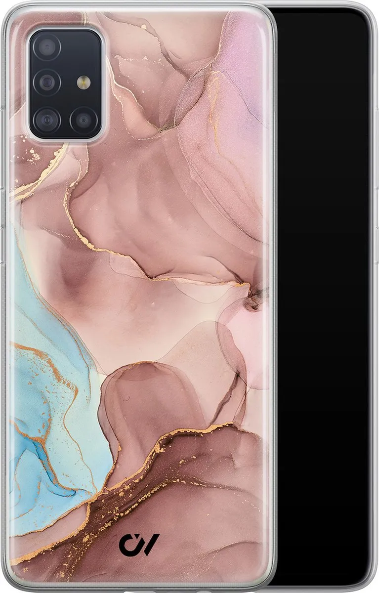 Casevibes Samsung Galaxy A51 Hoesje - Roze - Marble Clouds