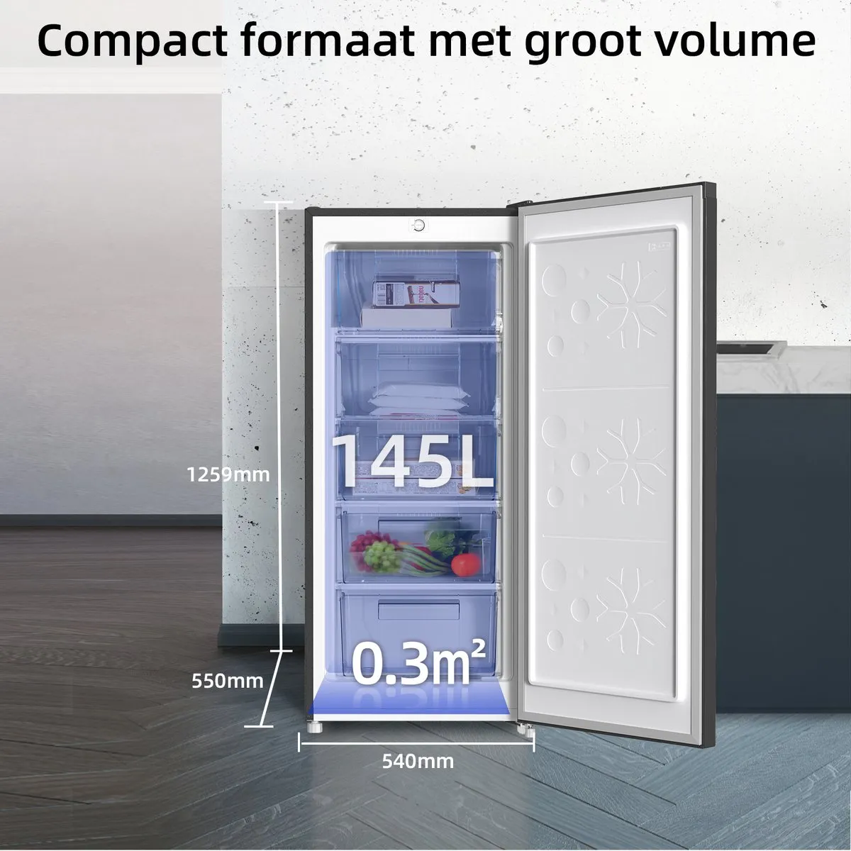 CHiQ FSD160D4E Vrijstaande Vriezer 145L - 5 Vriesladen - Zwart - afbeelding 6 van 6