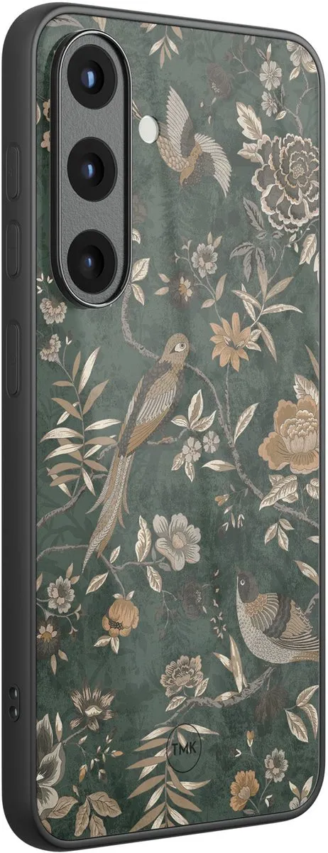 Casevibes Hoesje Samsung Galaxy S25 - Groen Khaki Golden Flowers