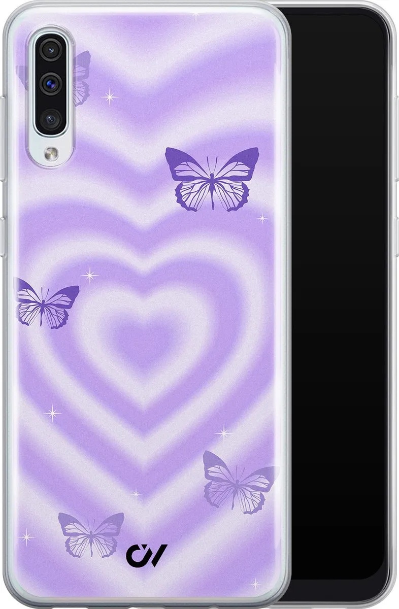 Casevibes Hoesje Samsung Galaxy A50 - Paars Retro Hart Vlinder