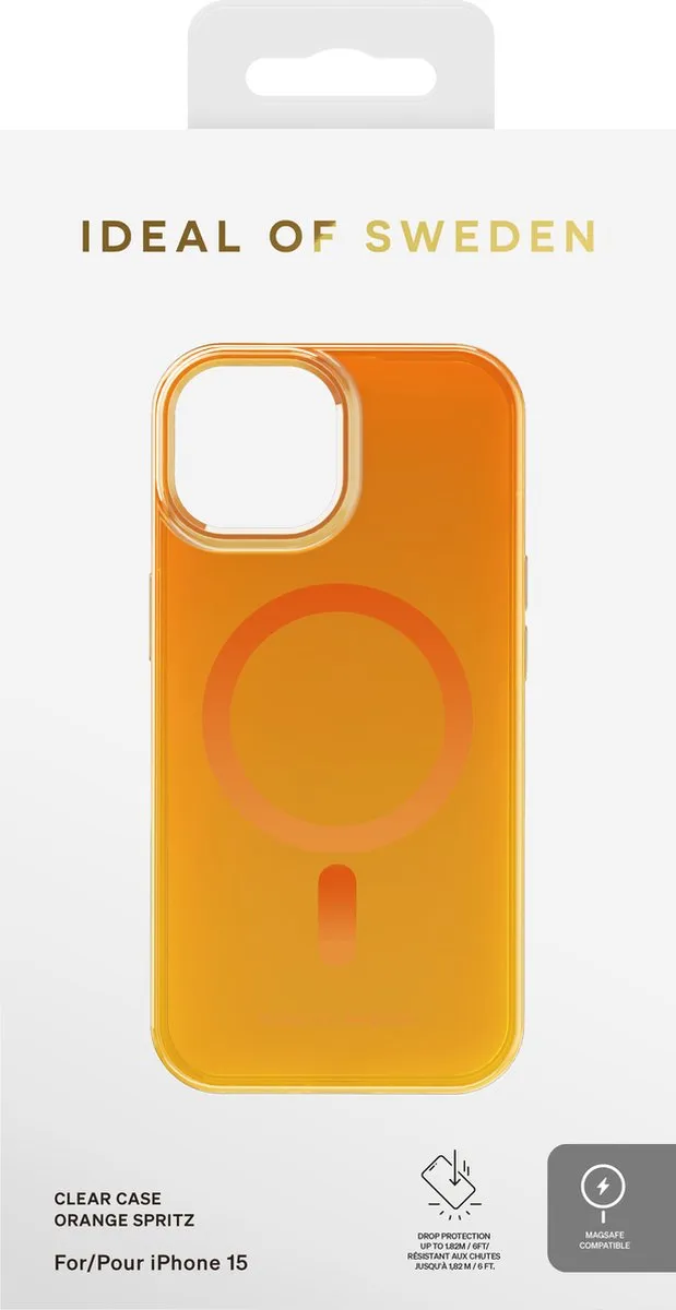 iDeal of Sweden Clear Case Mid MagSafe iPhone 15 - Orange Spritz