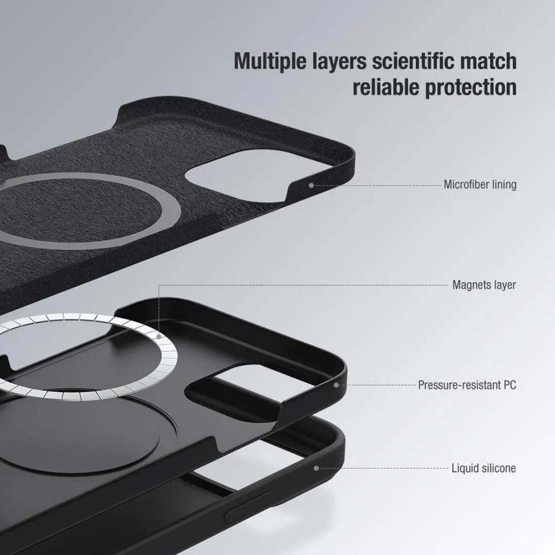 Nillkin iPhone 12/12 Pro Siliconen Hoesje - MagSafe - Zwart