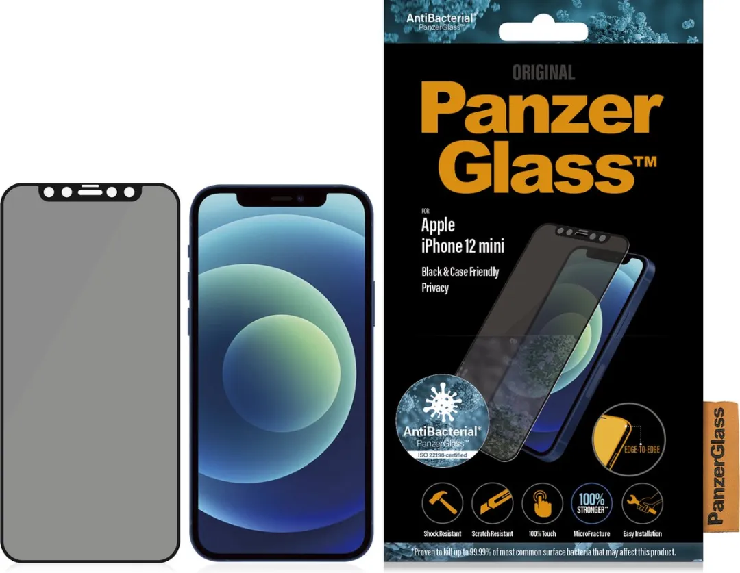 PanzerGlass PZ-P2710 Screenprotector iPhone 12 Mini - Zwart