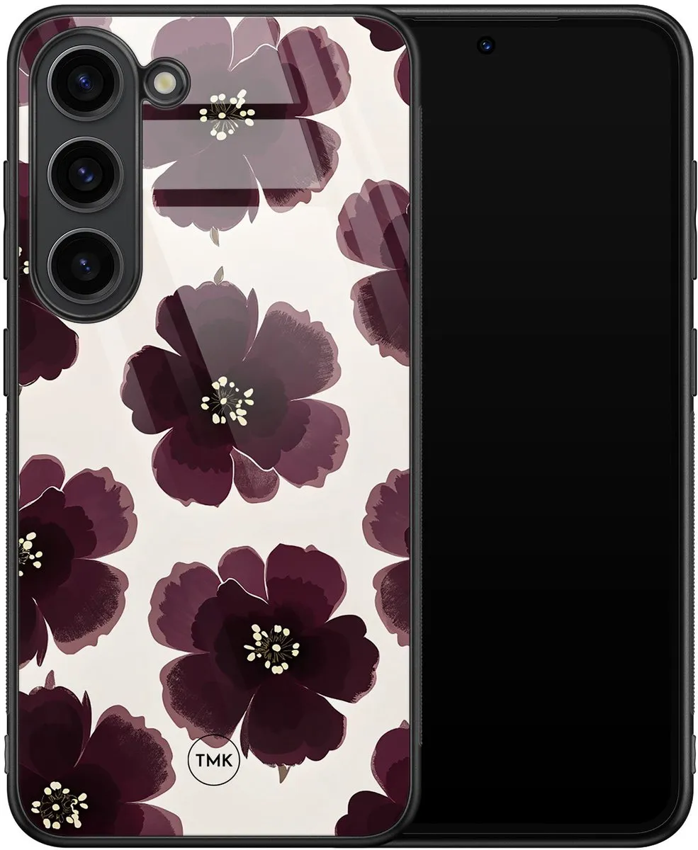 Casevibes Hoesje Samsung Galaxy S23 - Paars - Burgundy Flowers