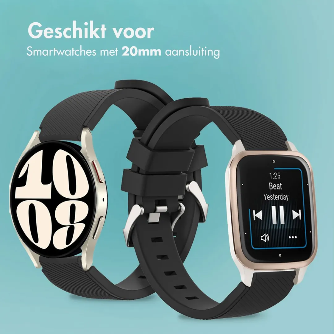 Imoshion Flexibel Siliconen Smartwatchband 20mm - Zwart