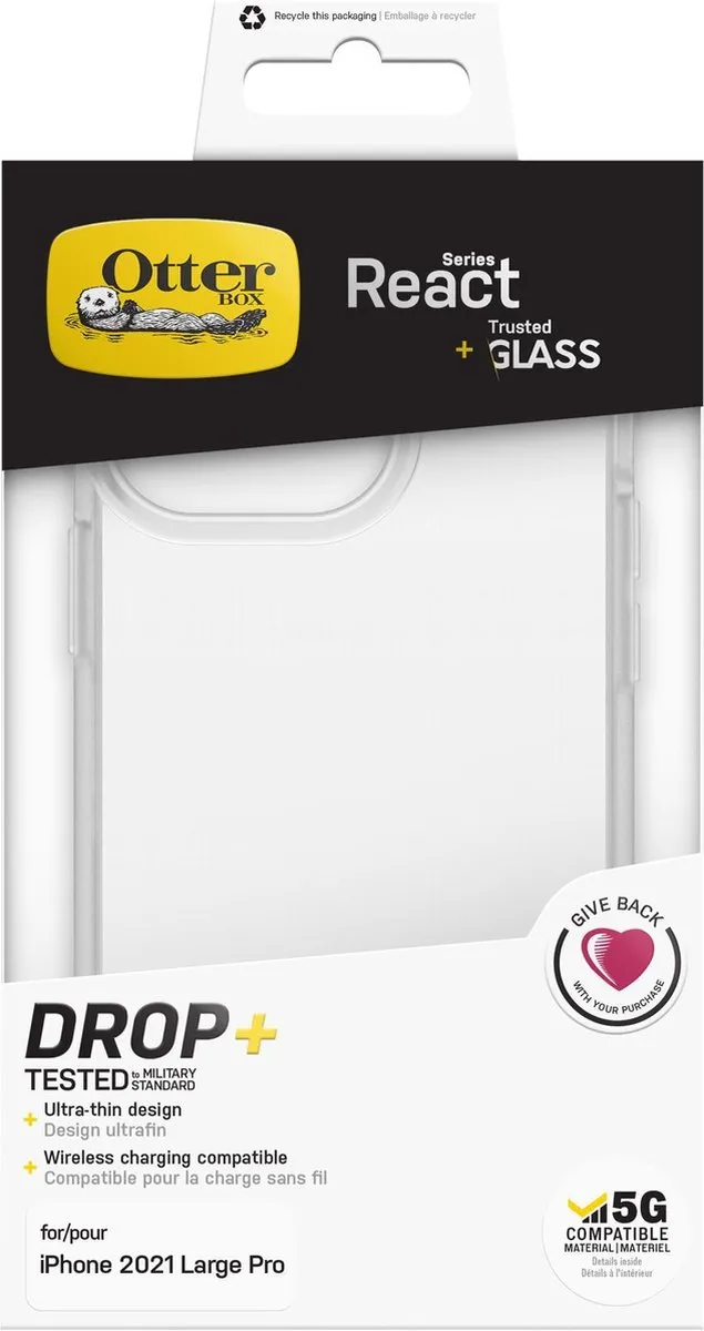 OtterBox React 78-80617 Hoesje + Schermbeschermer - iPhone 13 Pro Max - Transparant