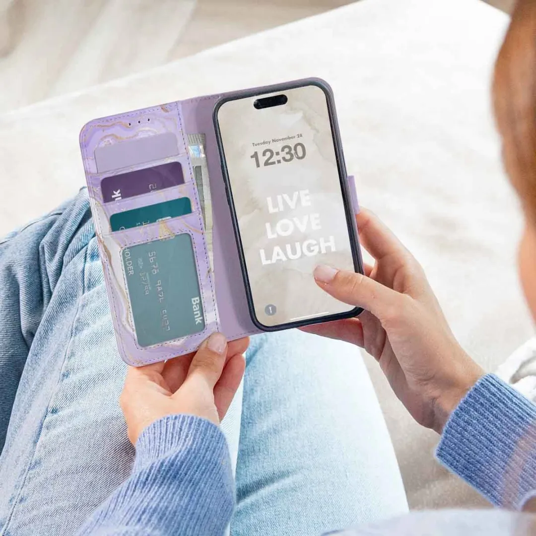 Imoshion Hoesje Samsung Galaxy S25 Ultra Purple Marble - 3 Pasjes