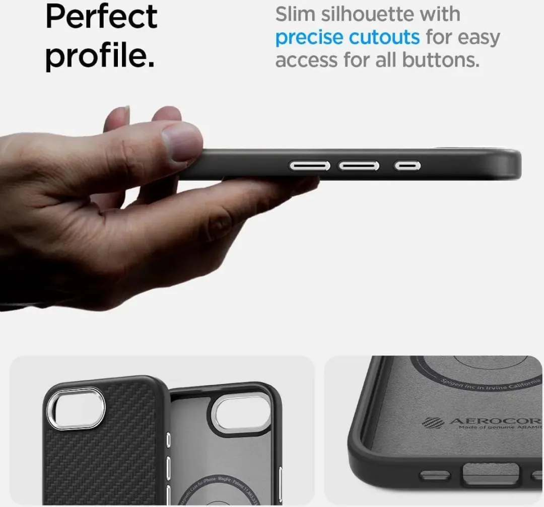 Spigen Enzo Aramid Hoesje iPhone 16e - 8809971239837 - Matte Zwart