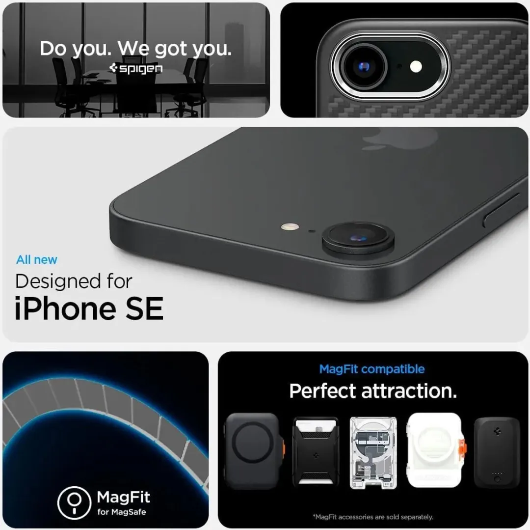 Spigen Enzo Aramid Hoesje iPhone 16e - 8809971239837 - Matte Zwart
