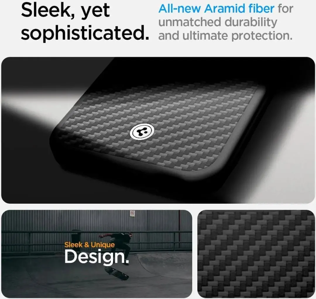 Spigen Enzo Aramid Hoesje iPhone 16e - 8809971239837 - Matte Zwart