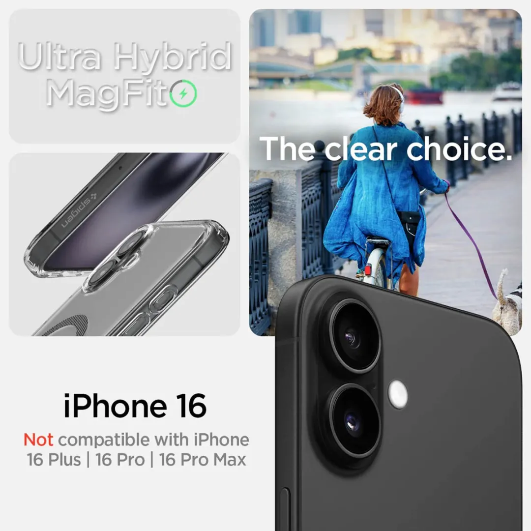 Spigen Ultra Hybrid MagFit ACS08207 iPhone 16 Hoesje - Zwart