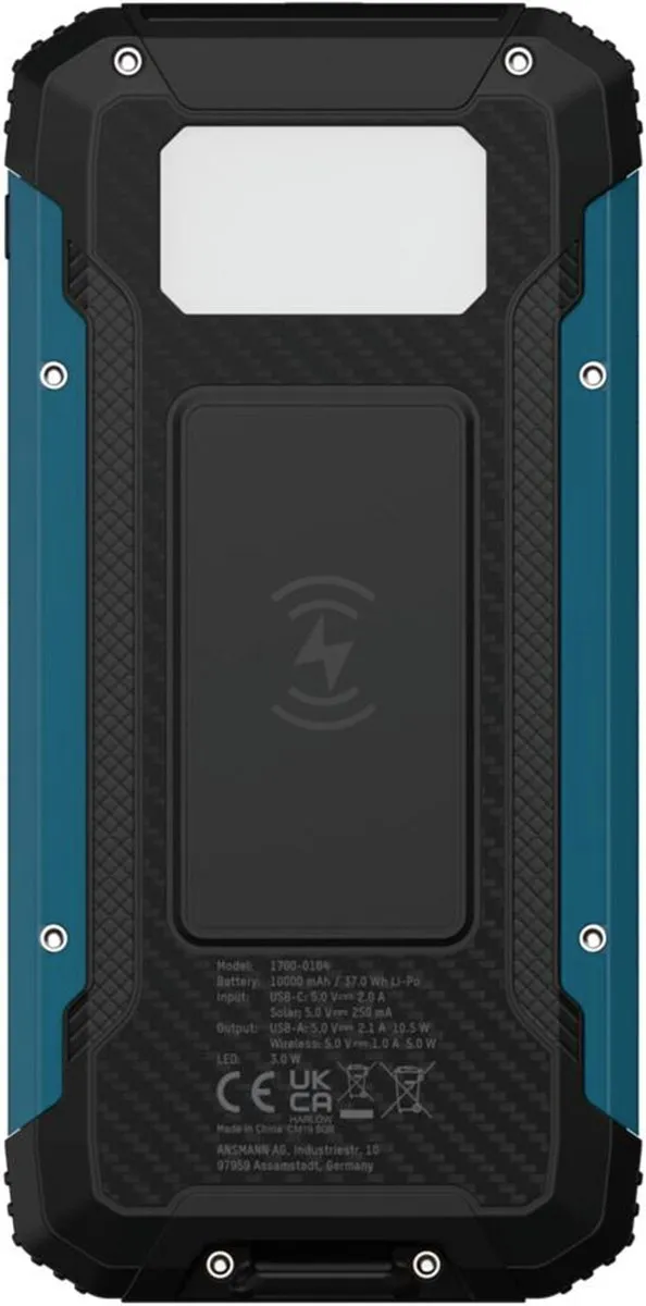 Ansmann 1700-0164 Powerbank 10000mAh - Draadloos 10W - 2x USB - Zwart