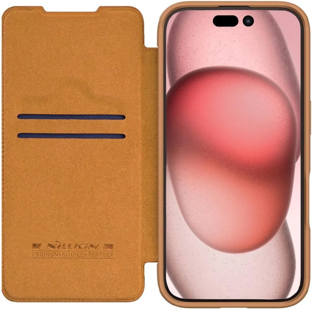 Nillkin Qin Prop Leather Case iPhone 16 Pro Max - Bruin