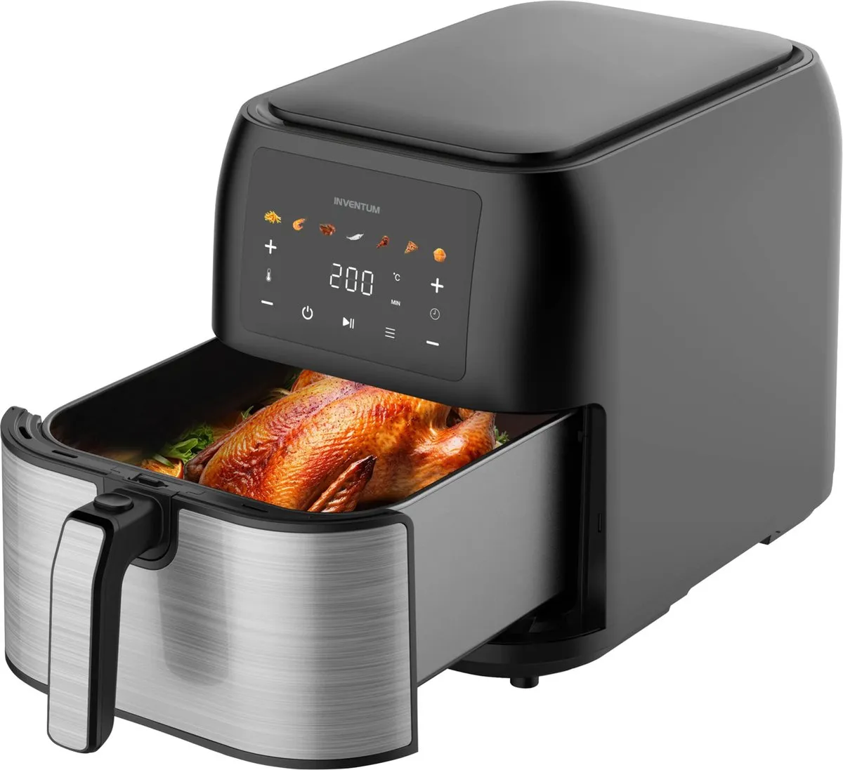 Inventum GF801HLDB Airfryer 8L - 1700W - Zwart/RVS
