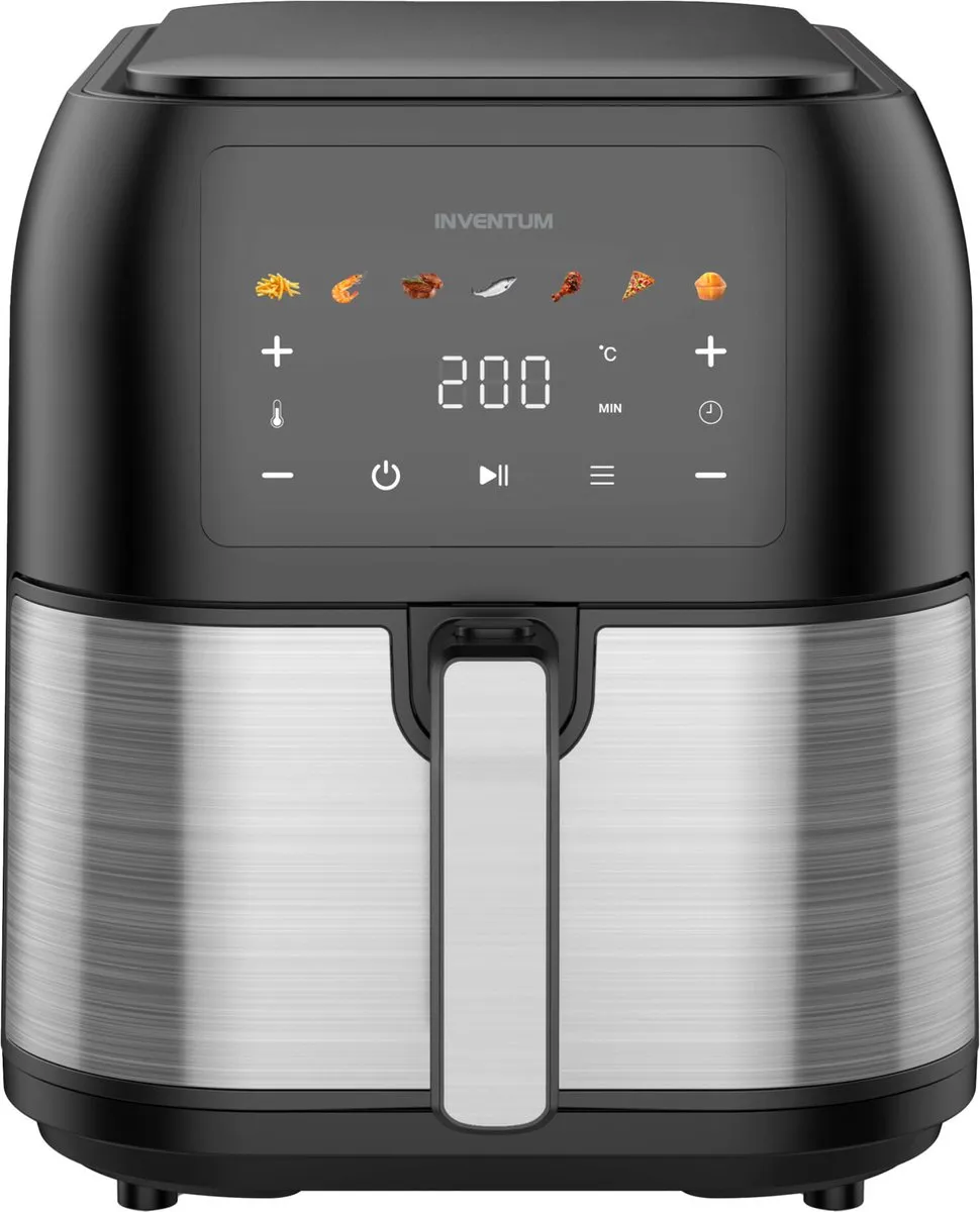 Inventum GF801HLDB Airfryer 8L - 1700W - Zwart/RVS