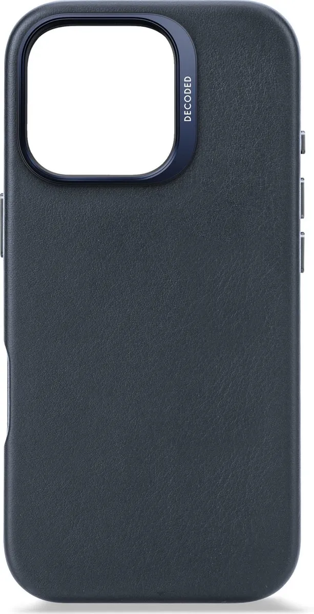 DECODED Leren Hoesje Geschikt voor iPhone 16 Pro - Gemaakt van Premium ECCO Leer - Geschikt voor MagSafe - Navy Blauw
