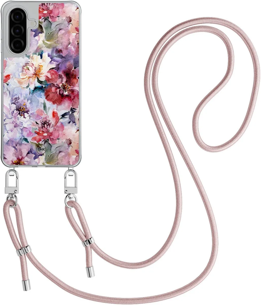 Casevibes A56 Telefoonhoesje Bloemen Acryl - Crossbody - Met Koord