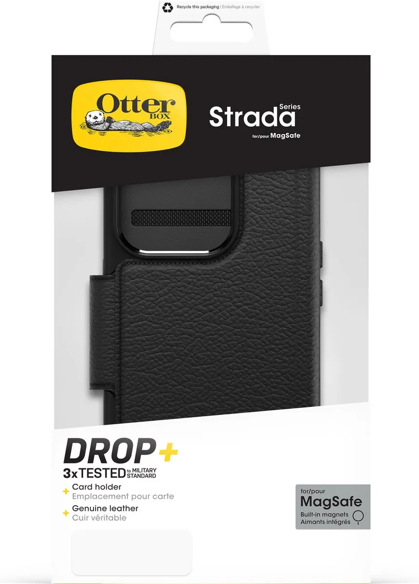OtterBox Strada 77-93560 Hoes - iPhone 15 Pro - Echt Leer - Zwart - afbeelding 6 van 6