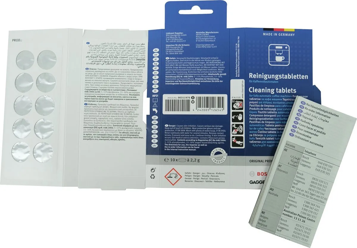 Bosch Siemens Reinigingstabletten 21 Stuks - o.a. Dolce Gusto/Nespresso