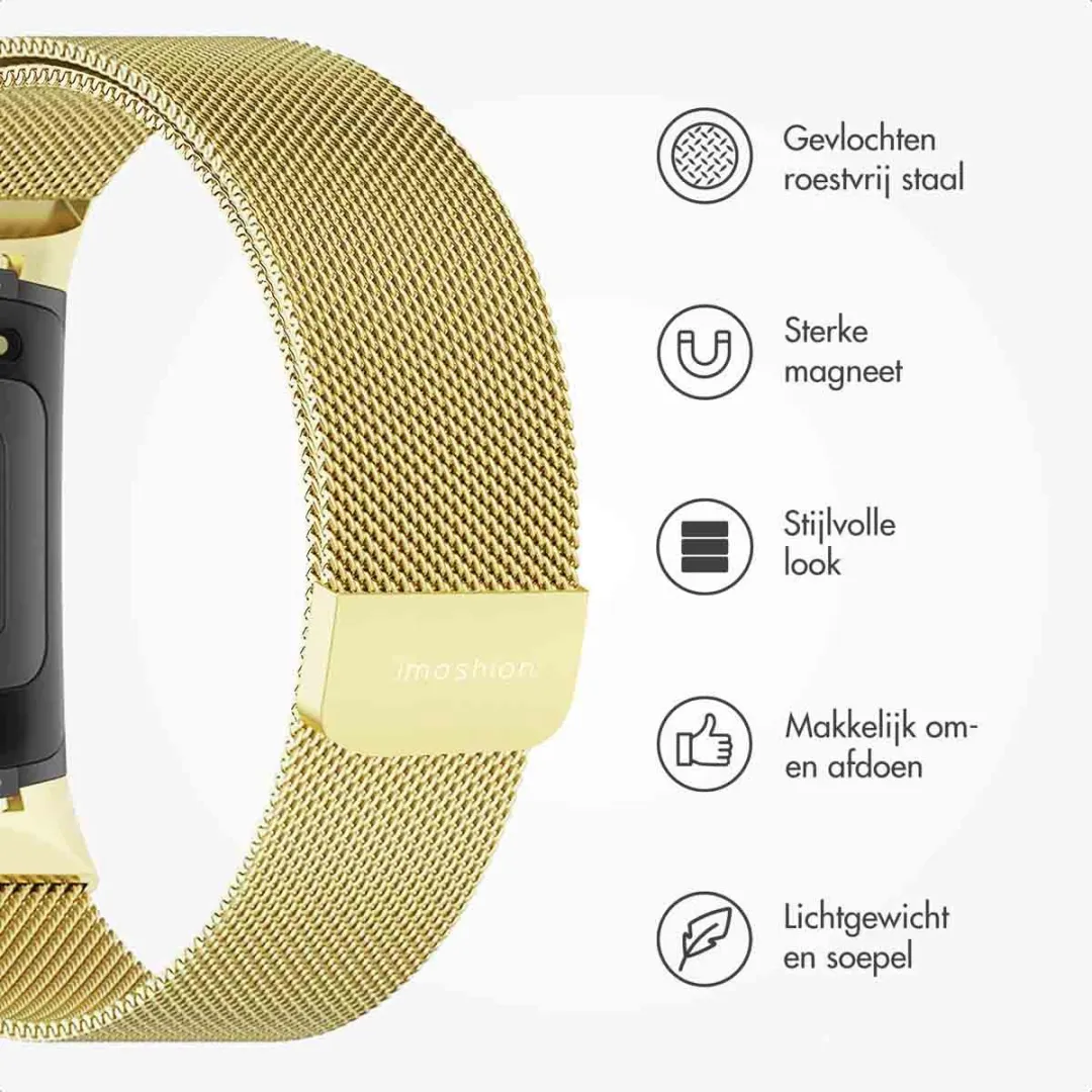 Imoshion Milanees Magnetisch Bandje Fitbit Charge 5 - M - Goud