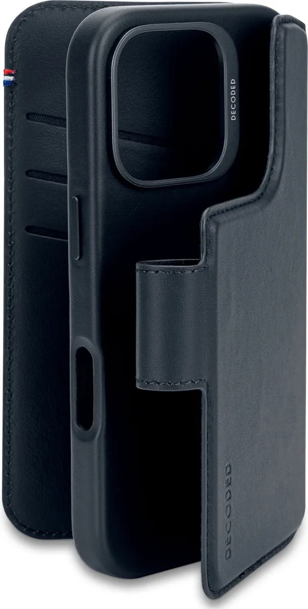 Decoded Leren Wallet Case iPhone 16 Pro DDC-I16PM-WC-NVY - Navy Blauw
