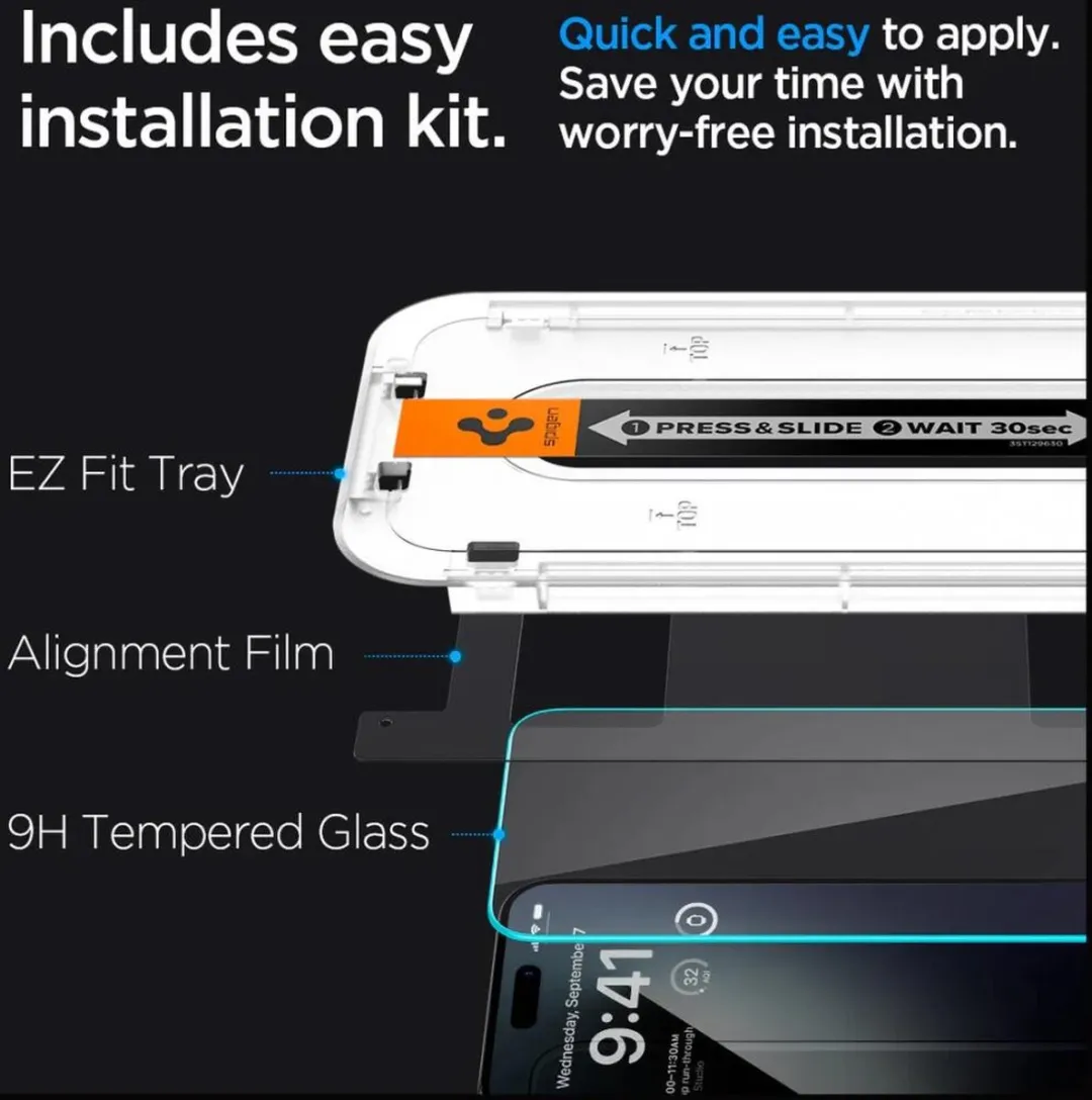 Spigen Glas.tR EZ Fit iPhone 15 Pro - Verhard Glas