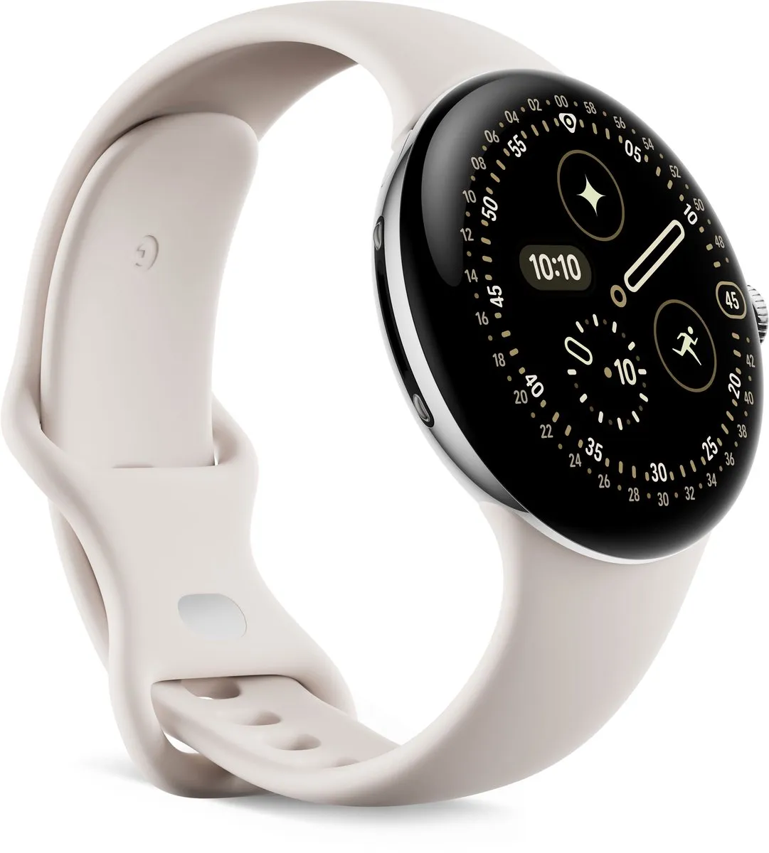 Google Pixel Watch 4 45mm WiFi - Zilver/Porselein - afbeelding 6 van 6