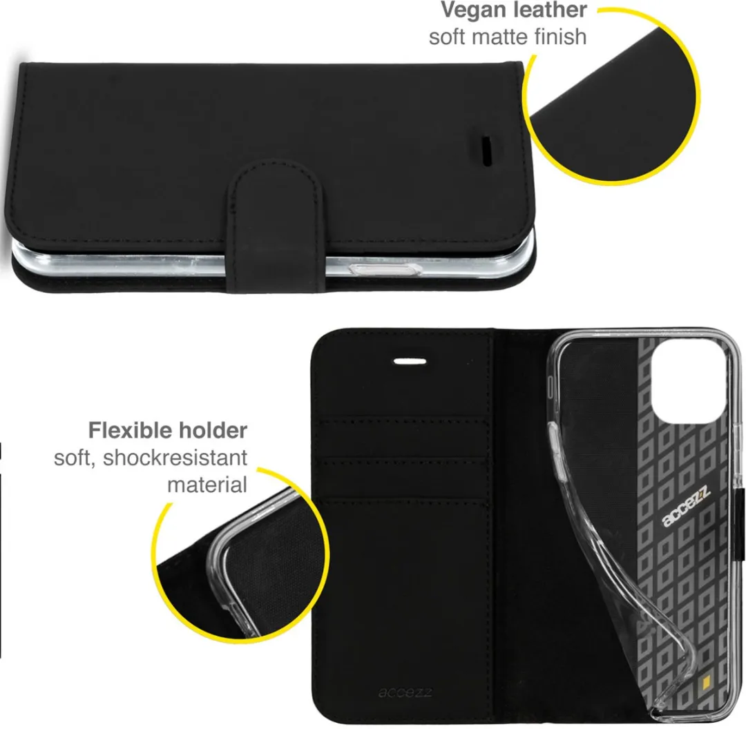 Accezz Hoesje iPhone 13 Wallet Softcase - 3 Pasjes - Zwart - afbeelding 6 van 6