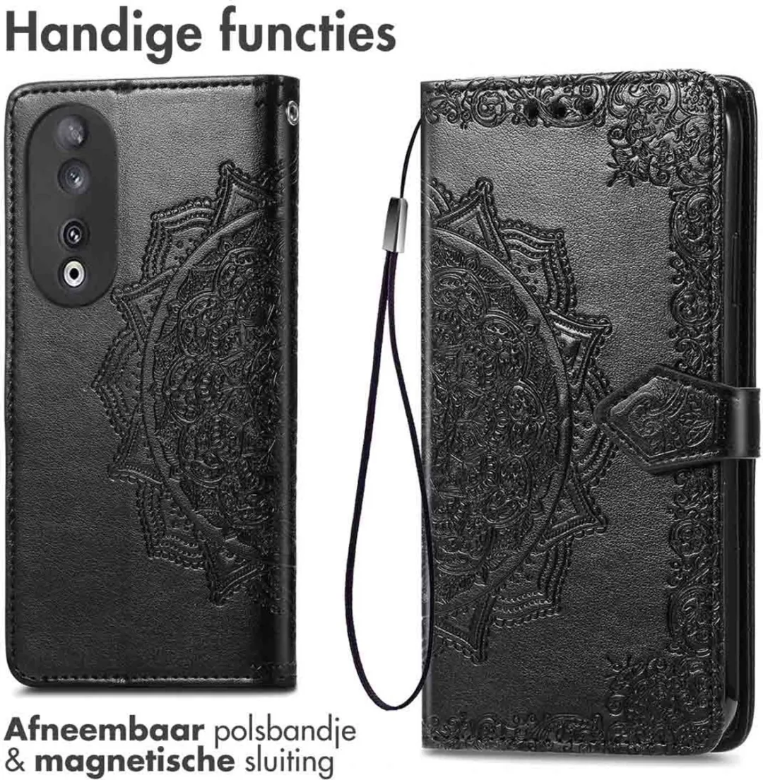 Imoshion Hoesje Honor 90 Mandala Bookcase - 3 Pasjes - Zwart