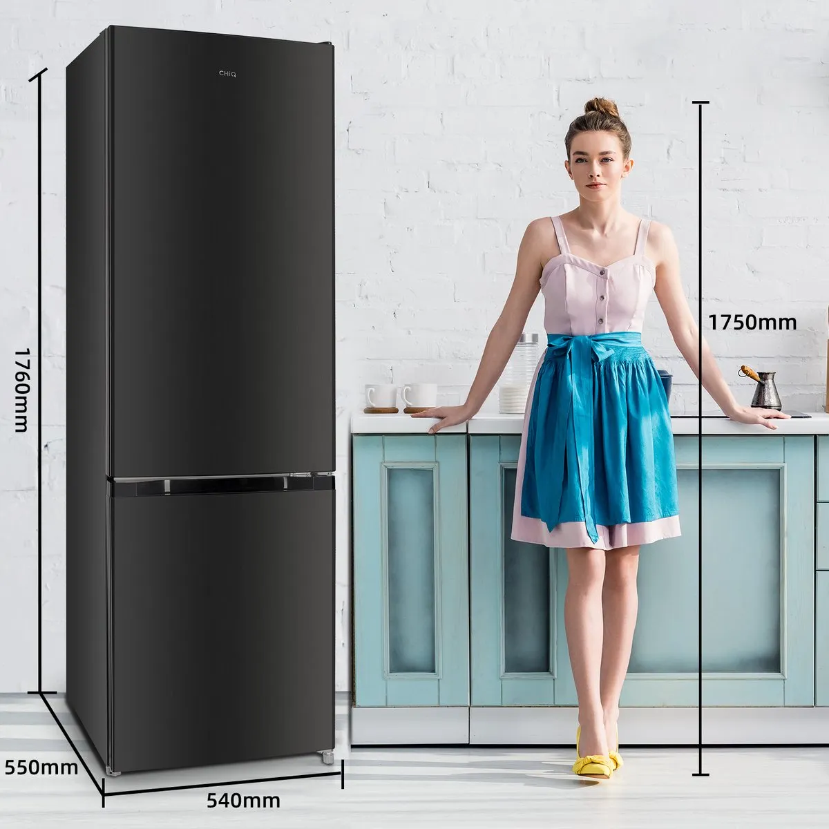CHiQ FBM260L Koel-Vriescombinatie 260L - Donker RVS