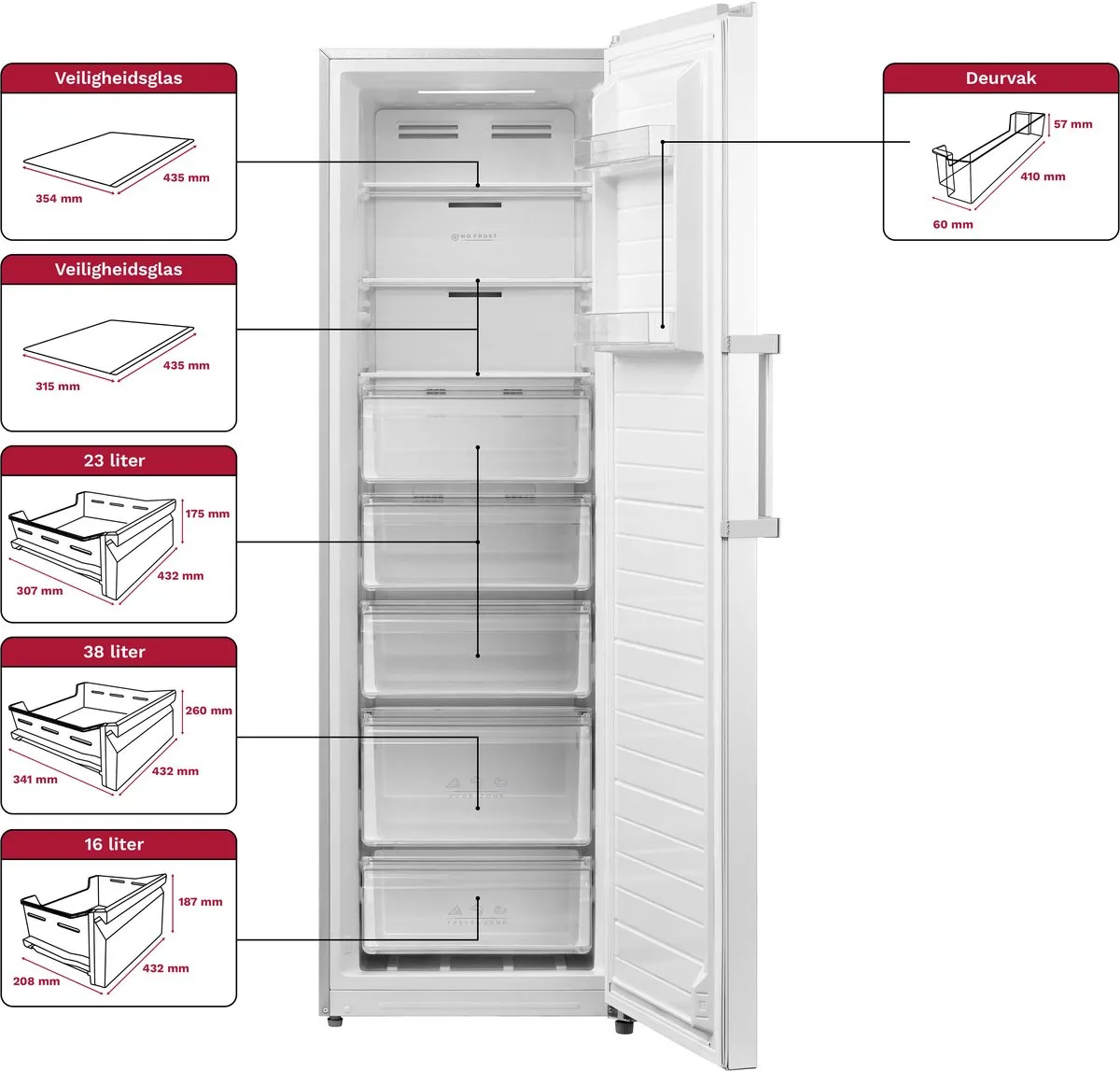 Inventum VR1850W Vrijstaande No Frost Vriezer 272L - Wit