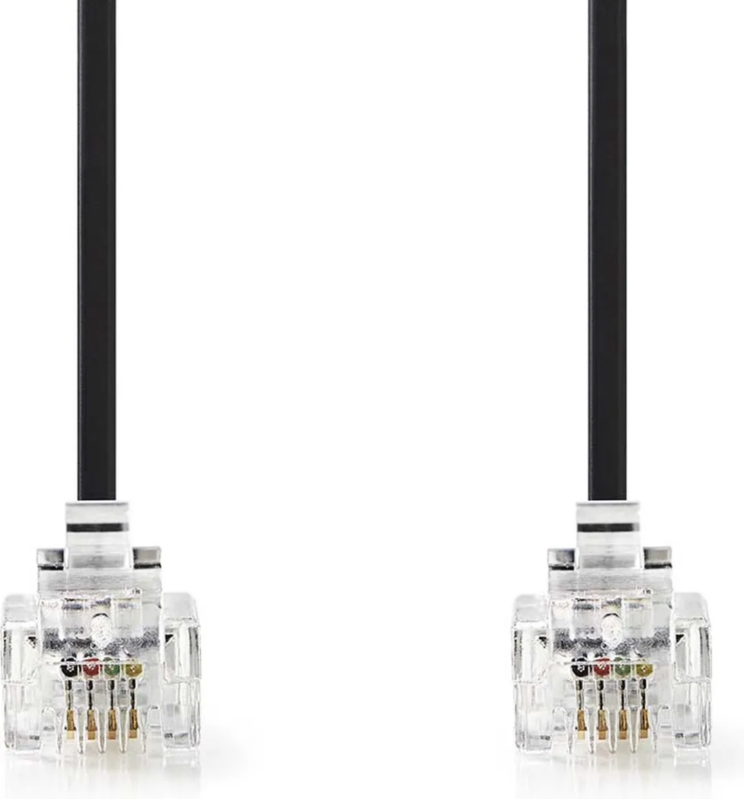 Nedis Telecomkabel TCGL90200BK100 RJ11 - 10m - Plat - Goudverguld