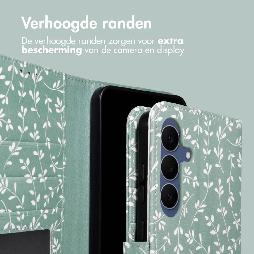 Imoshion Hoesje Samsung Galaxy S25 FE Smoke Green Flowers - 3 Pasjes - afbeelding 4 van 5