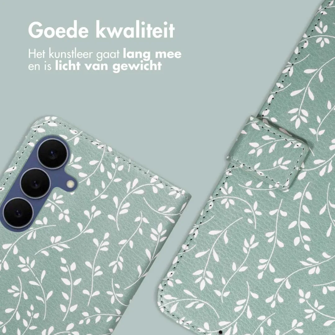 Imoshion Hoesje Samsung Galaxy S25 FE Smoke Green Flowers - 3 Pasjes - afbeelding 2 van 5