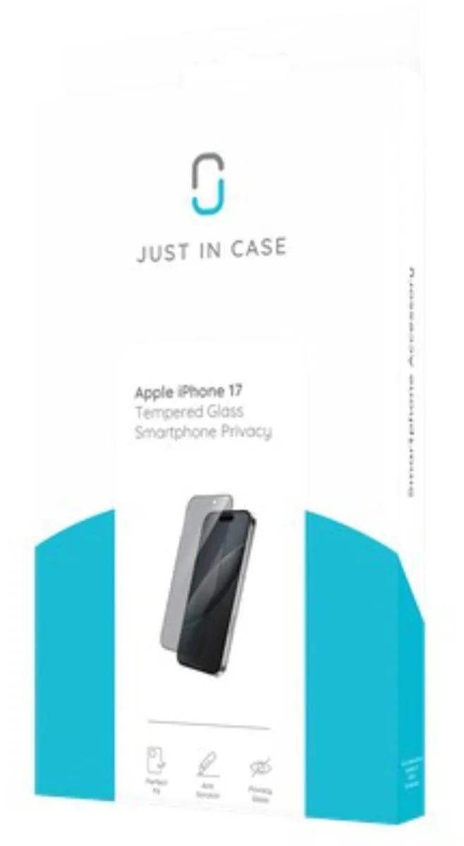 Just in Case Cazy Privacy Screenprotector iPhone 17/17 Pro/16 Pro - Anti-Spy Glas