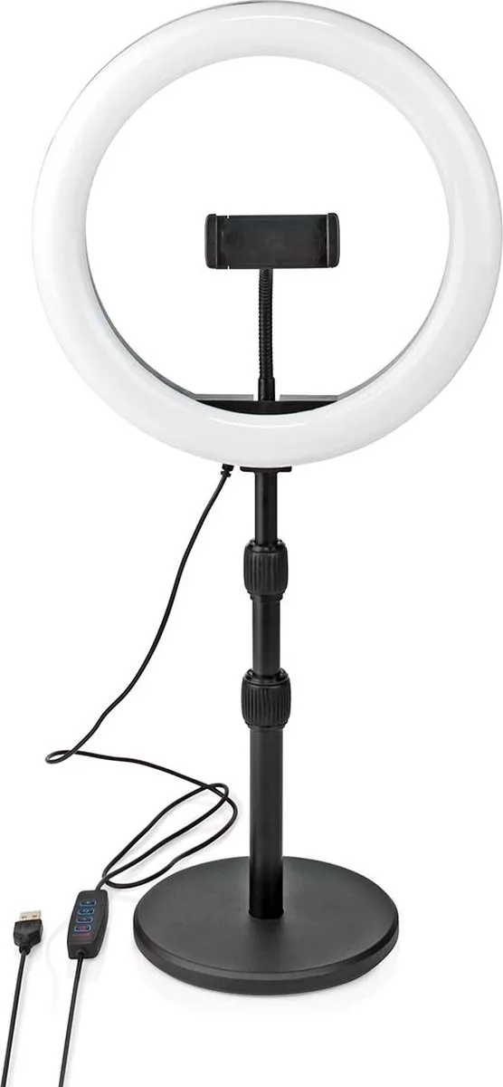 Nedis Ringlicht - 10 inch - 120 LED's - 2700 - 6700 K - Bureau - Zwart