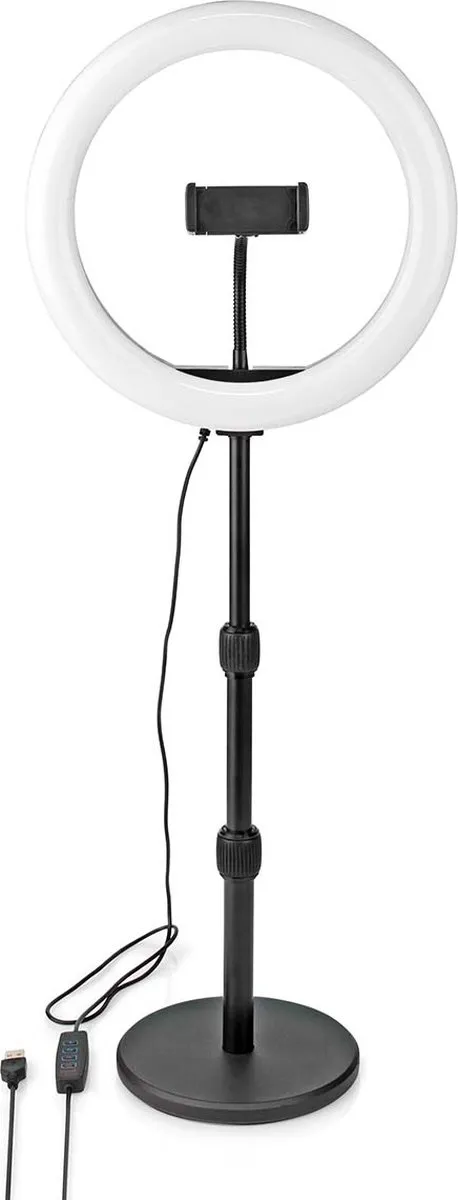 Nedis Ringlicht - 10 inch - 120 LED's - 2700 - 6700 K - Bureau - Zwart