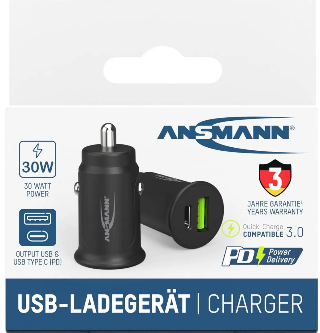 Ansmann InCar Charger CC230PD USB-oplader 30W - Zwart