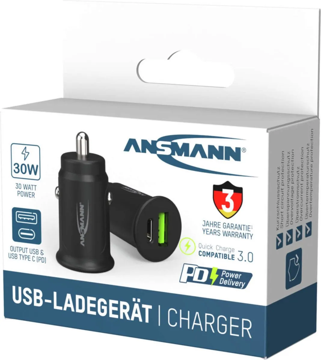 Ansmann InCar Charger CC230PD USB-oplader 30W